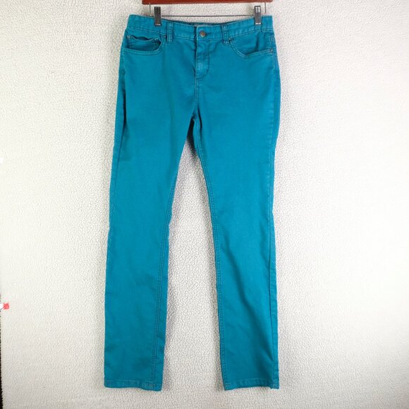 Free People Jeans Womens 28 Blue Slim Straight Stretch Lightweight Colorful 32L - Picture 1 of 10